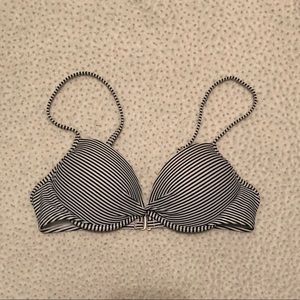 Black and White Striped Bikini Swim Top